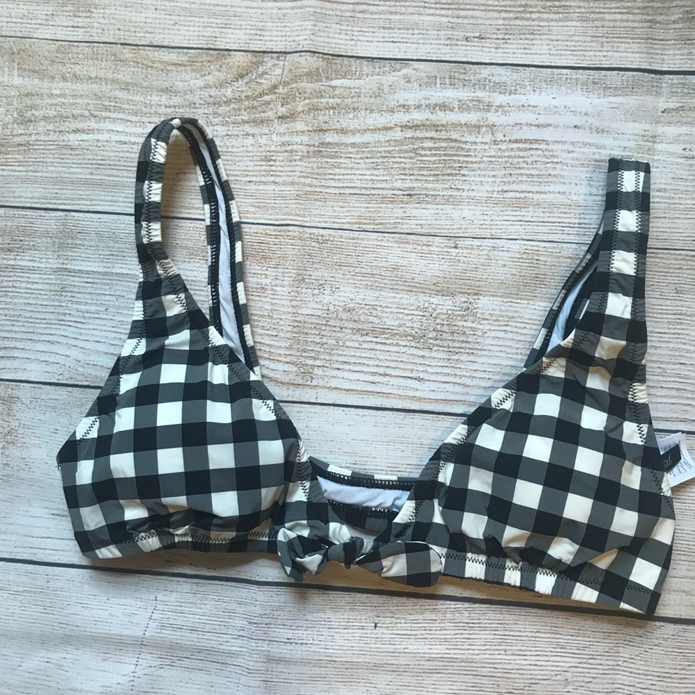 NWT J Crew Oversize Gingham Bikini Top - Small